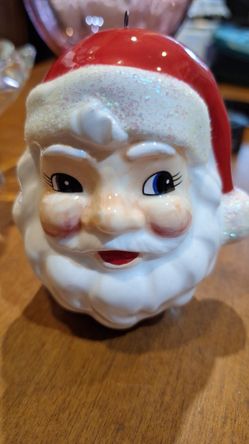 Crate & Barrel Ceramic Santa Ornament