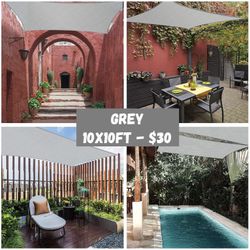 New 10x10 Ft Grey Outdoor Patio Pool Square Sunshade Sail Shade