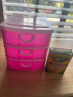 Mini Pink 3-Drawer Plastic Organizer