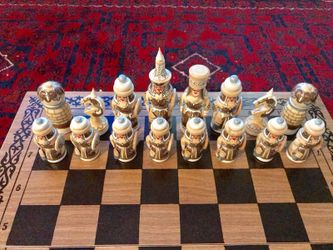 HANDE MADE CHESS/BACK GAMMON SET FROM KAZIKSTAN