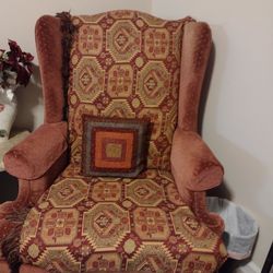 Wingback chair and Lamp