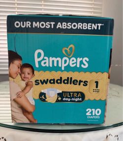 Pampers Swaddlers Ultra Day+Night Size 1 Diapers 210ct