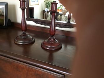 ANTIQUE CHERRY CANDLESTICK HOLDERS