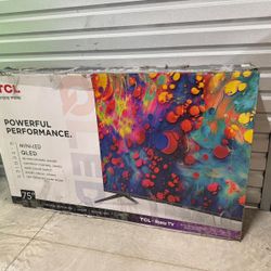 Hd379 75” tcl smart 4k mini Qled hdr tv floor model 