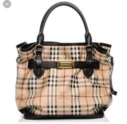 Authentic Burberry Haymarket Check Medium Golderton Tote – Chocolate