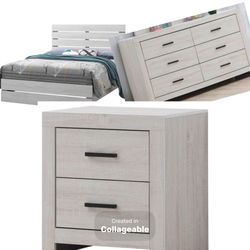 Bedroom Set, Whitewash, New in boxes. Can Deliver