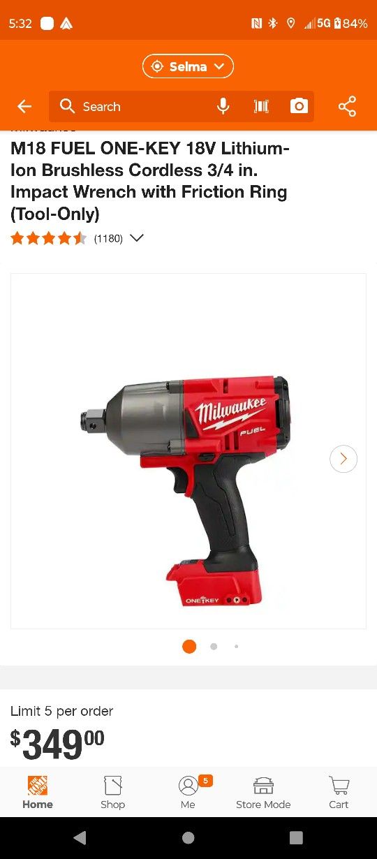 New Milwaukee M18 Fuel 3/4" Impact Wrench W One Key Tool Only