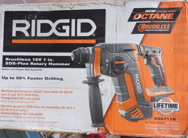 Rigid Brushless 18v 1" Sds Plus Rotary Hammer