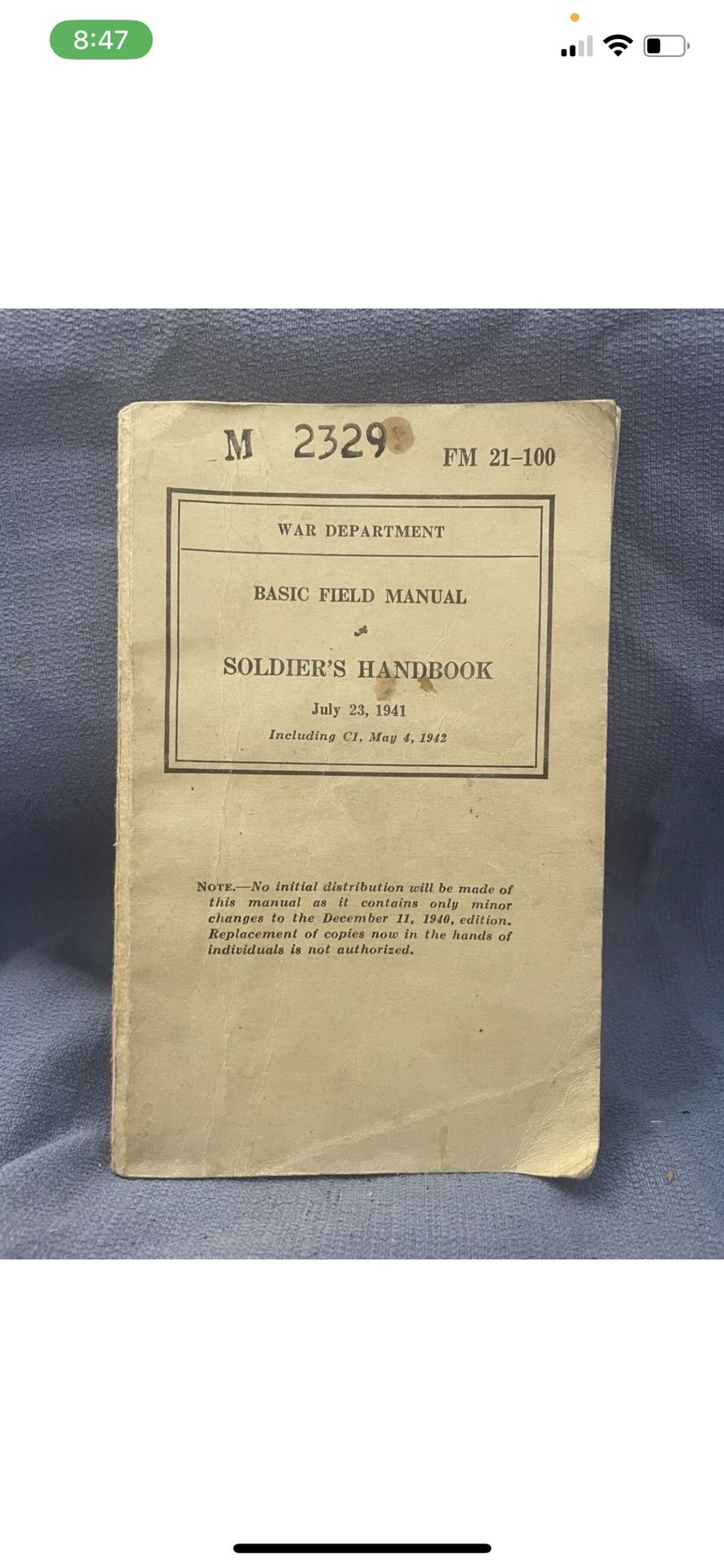 Basic Field Book, A Soldier’s Hand book, July 1941, FM 21-100, War Department