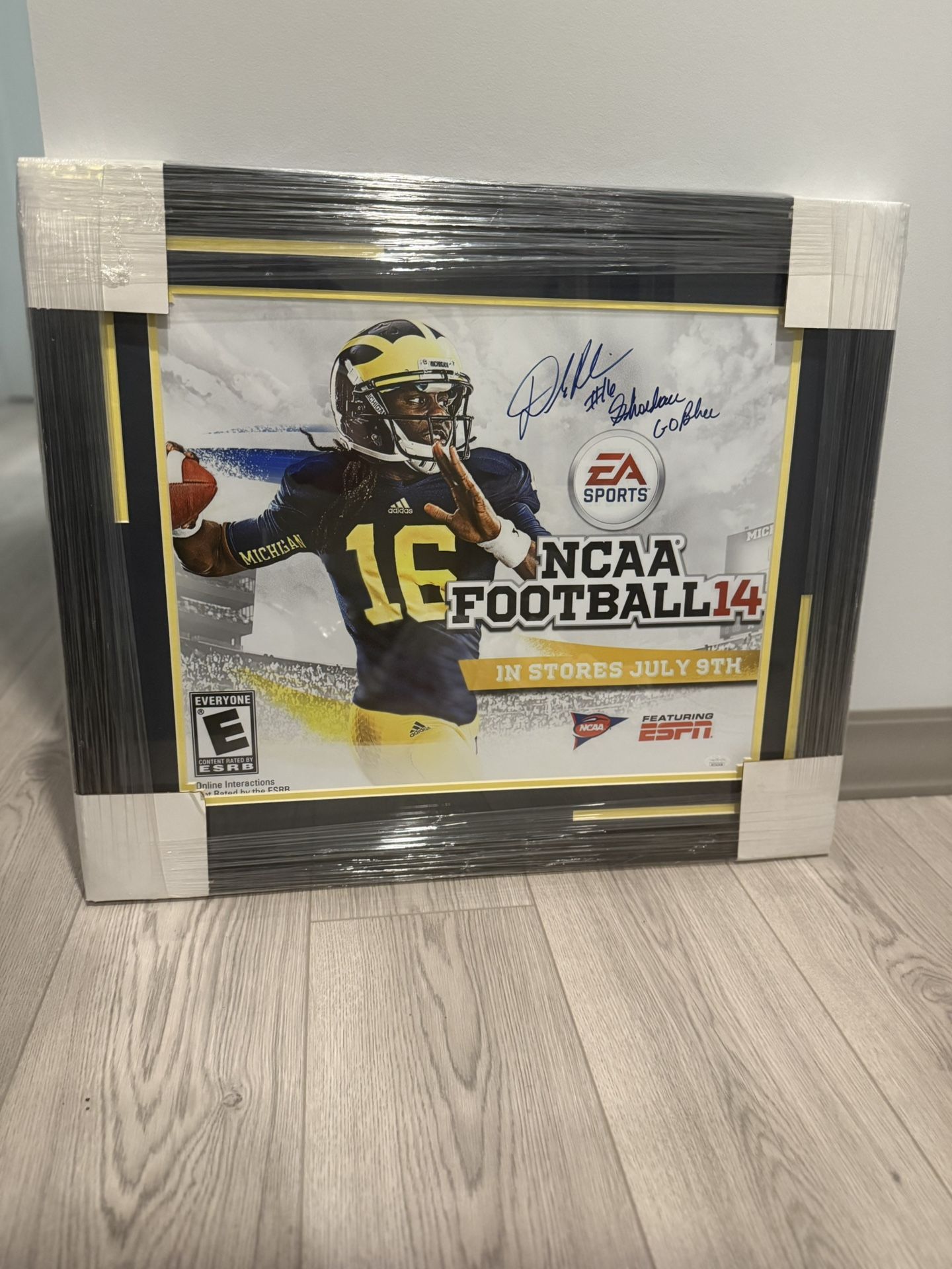 Signed NCAA Football 14 Poster - Denard Robinson (Framed 22”x26”)