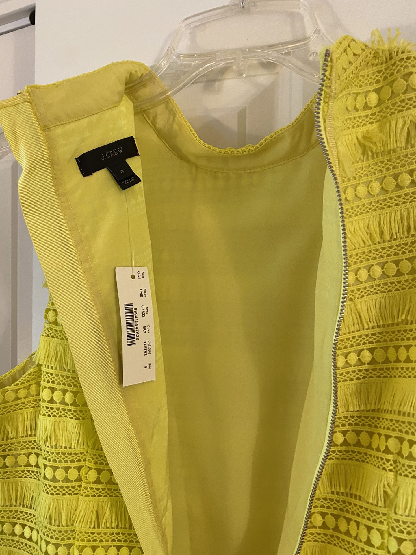 J.Crew Neon Citron Yellow Fringe Lace Sheath Dress NWT Size 6 for Sale in  Redmond, WA - OfferUp