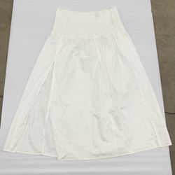 Wild Fable White Smocked Waist Side Slit Midi Skirt Womens size L NWT