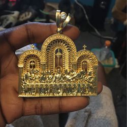 Real 925 Gold Last Supper Pendant