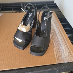 Womens Chunky Heel Square Toe Shoes