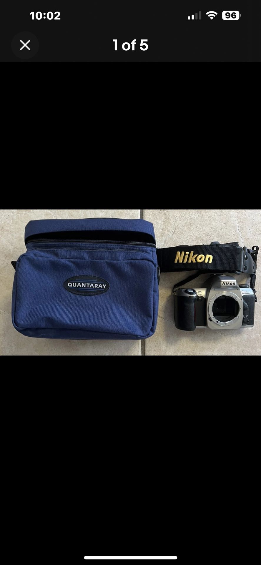 Nikon N65 35mm SLR Film Camera Body And Nikon Strap With Bag