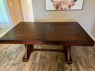 Cost Plus Rustic Expandable Solid Wood  Trestle Table