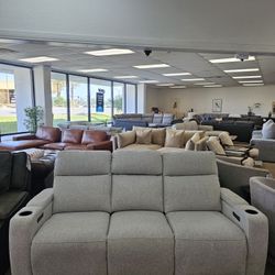 Fabric Sofa With Two Recliners And Two USB Port 