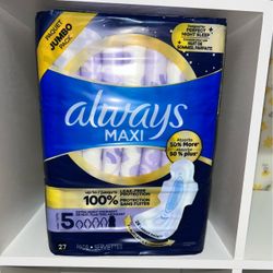 Always Maxi Size 5 Overnight Pads 27-Count
