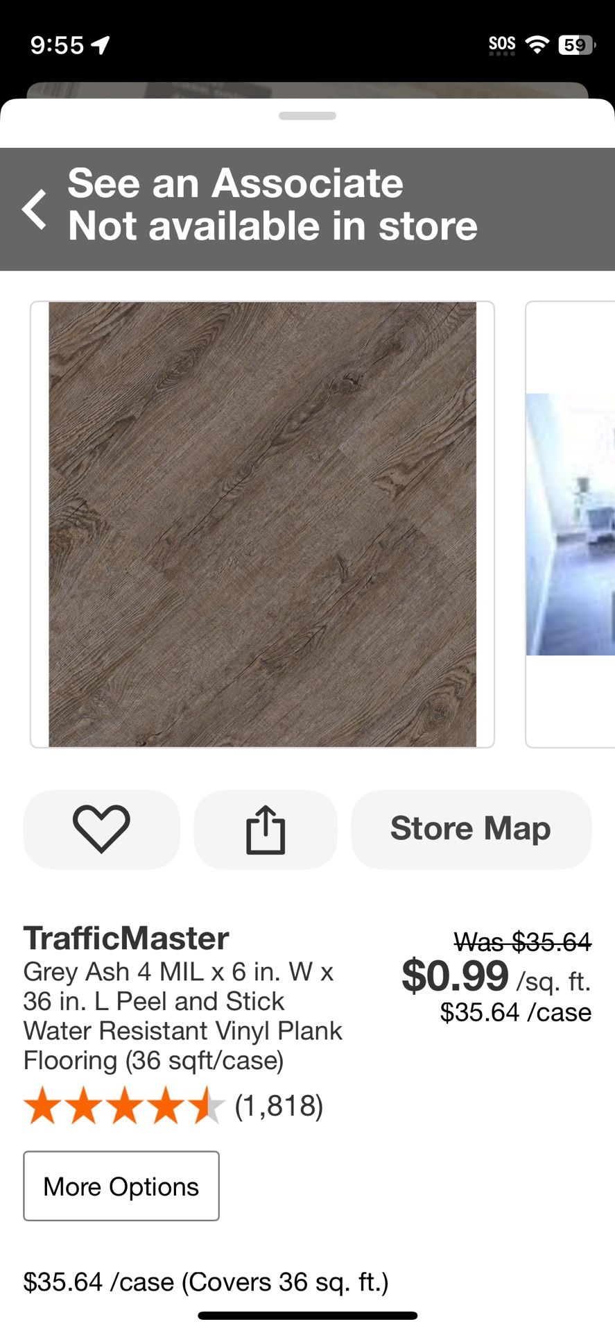 SaleSumo TrafficMaster Grey Ash 4 MIL x 6 in. W x 36 in. L Peel and Stick Water Resistant Vinyl Plank Flooring (36 sqft/case)