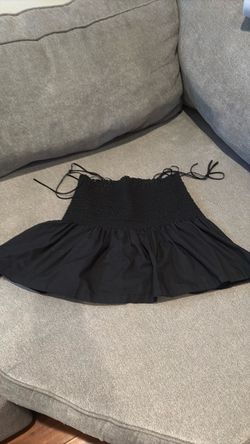 Black Smocked top with Tie Detail