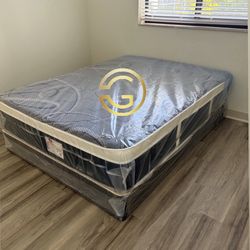 Queen Mattress Set Plush PillowTop – Brand New –  Same Day Delivery Available 🚚