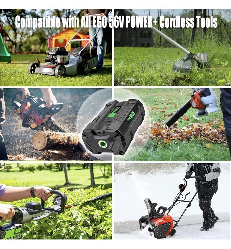 56V 5.0Ah Lithium-Ion battery Replacement for EGO 56 Volt Battery BA2800 BA2800T BA2242T BA2240 BA1400T BA4200 BA4200T BA5600T, for EGO 56V Power+ Too