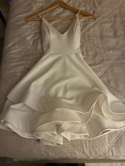 White Windsor Satin Mini Dress with Ruffle Skirt