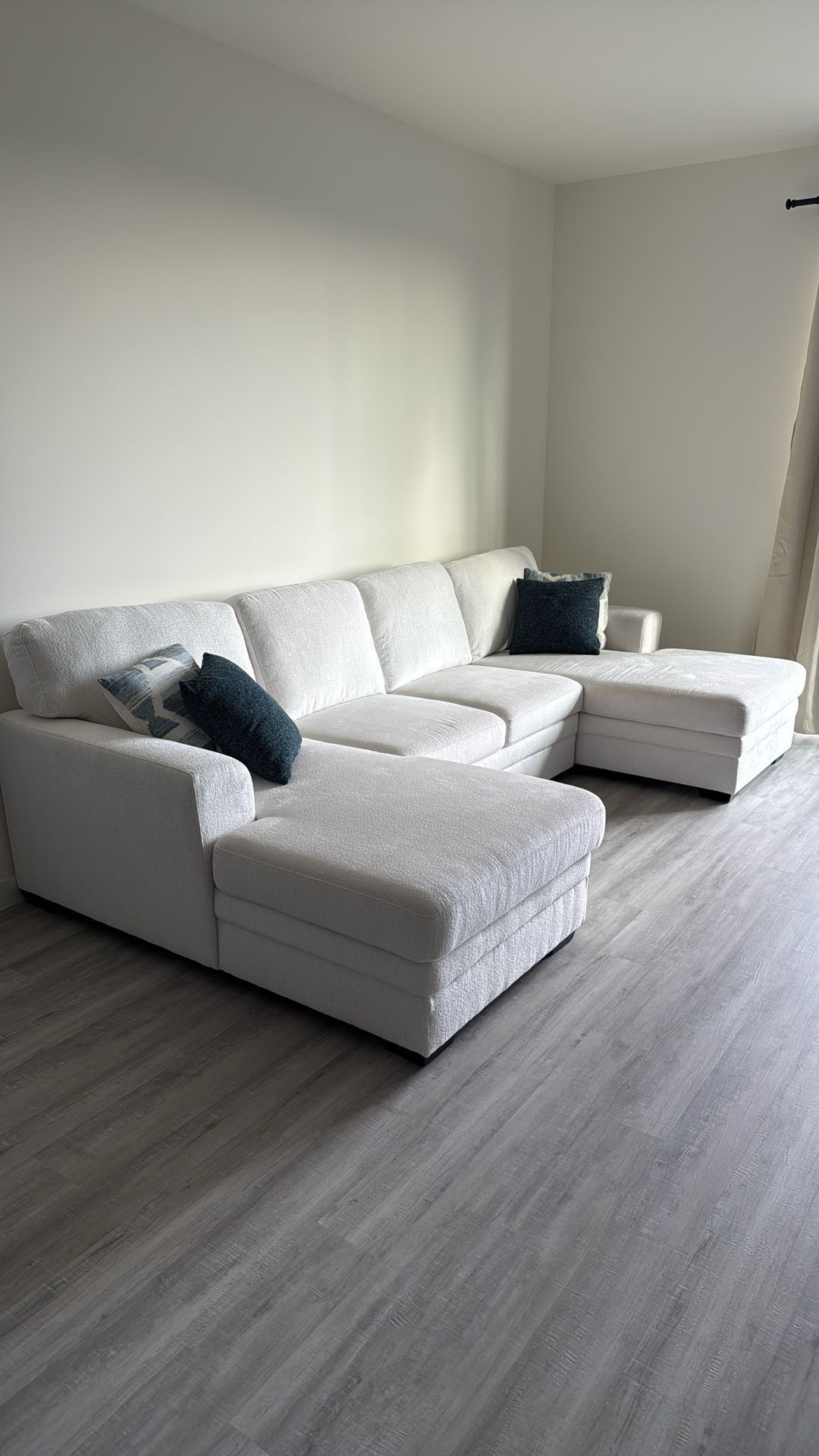 Everly White Fabric Double Chaise Sleeper Storage Sectional