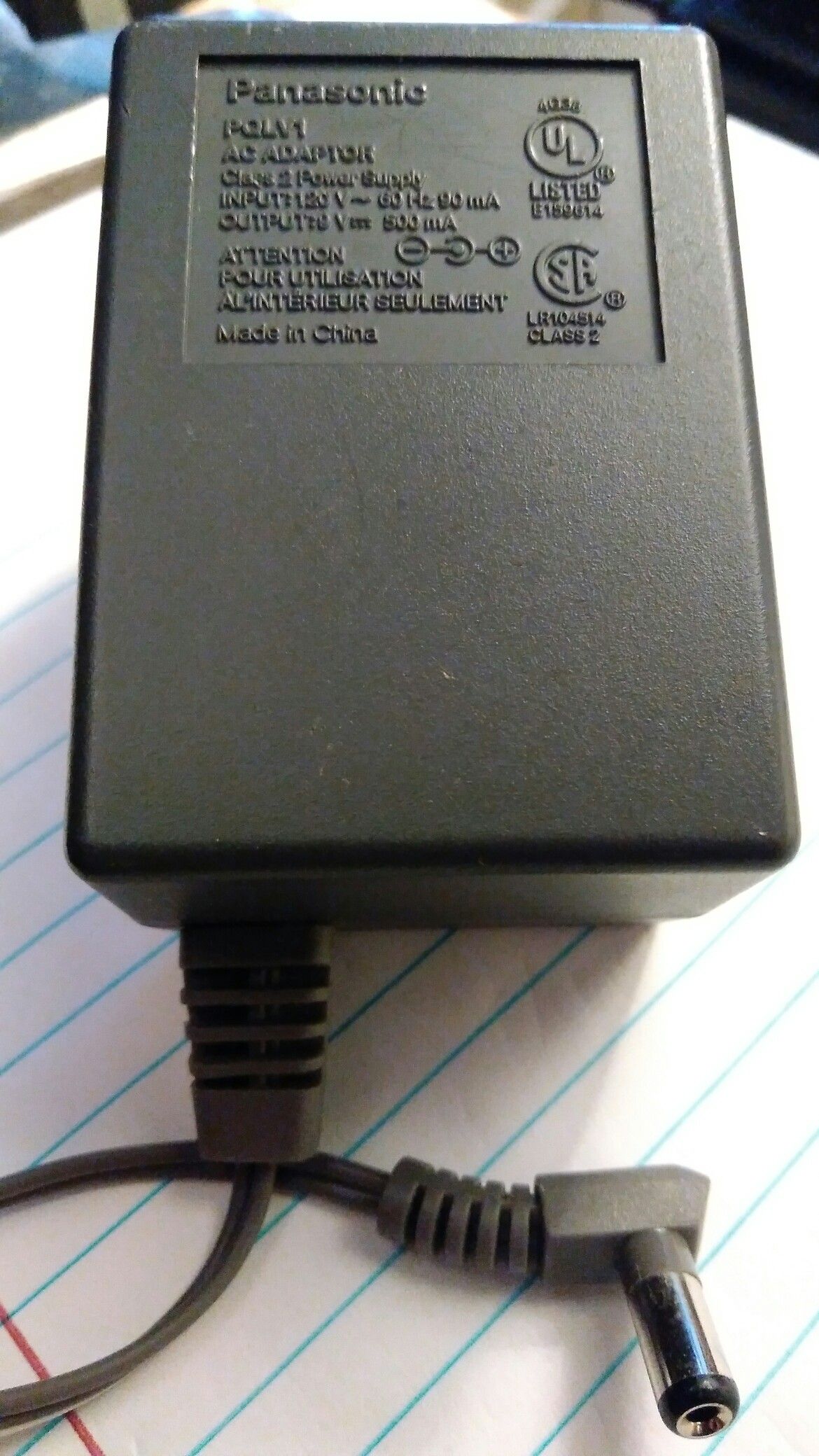 Panasonic AC adapter model pqlv1 120v