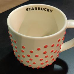 Starbucks Ceramic Mug orange Polka Dot