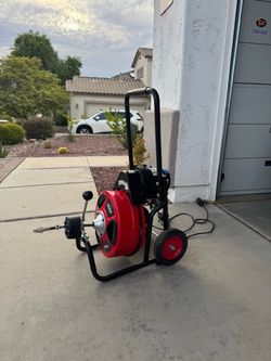 Drain cleaner auto feed pipe auger portable in wheels 100ft 1/2” cable / BRAND NEW