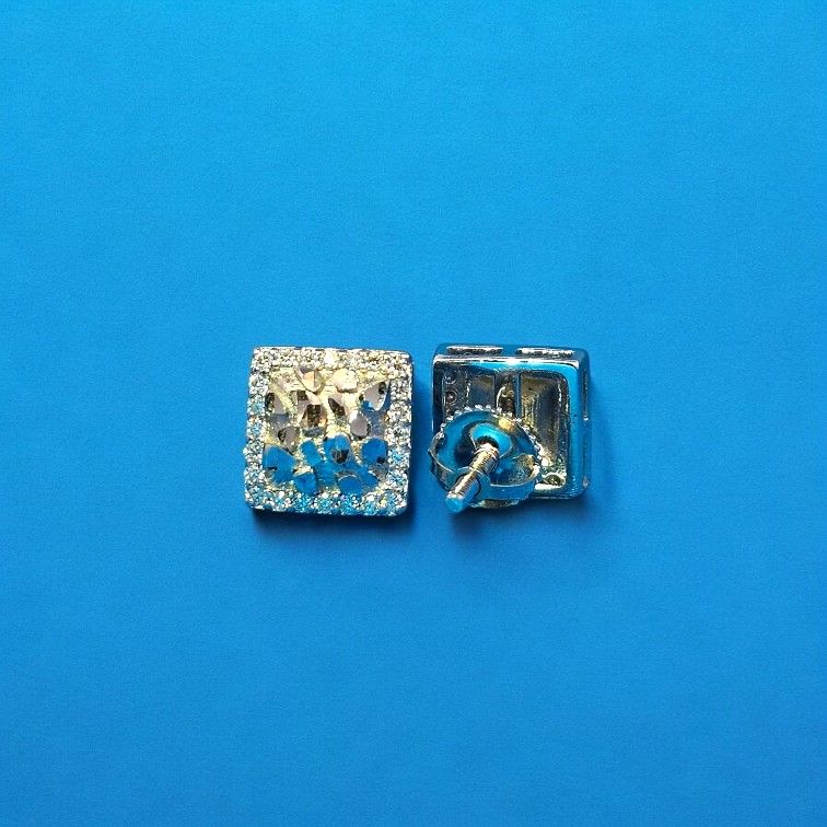 925 Silver Moissanite Square Studs Earrings