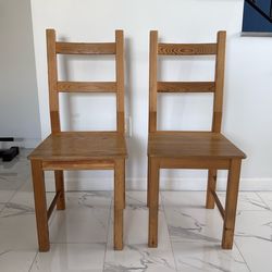 Solid Wood Dining Chairs (Set of 2) – Pine, IKEA Style