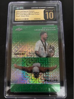 Messi / Phelps 2024 Leaf Special Release Metal Exclusive Legends Edition #1/1 (CGC 10 Black)