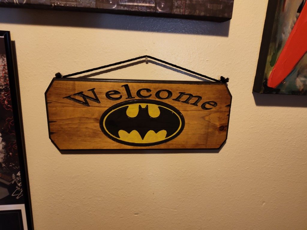 Batman Sign Made From Wood