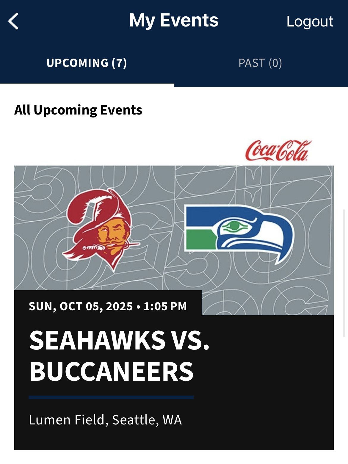 Seahawks vs Buccaneers Tickets - Section 332, Row NN