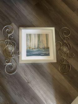silver blue wall art
