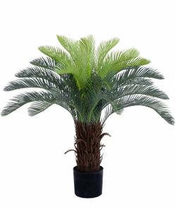 #T – Artificial Sago Palm Tree * Height: 3 ft (36 inches) * Color: Green * UV Resistant * Indoor & Outdoor Decor * Includes Black Pot Price: $40