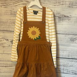 Cynthia Rowley Brown and Yellow Dress with sunflower size 7