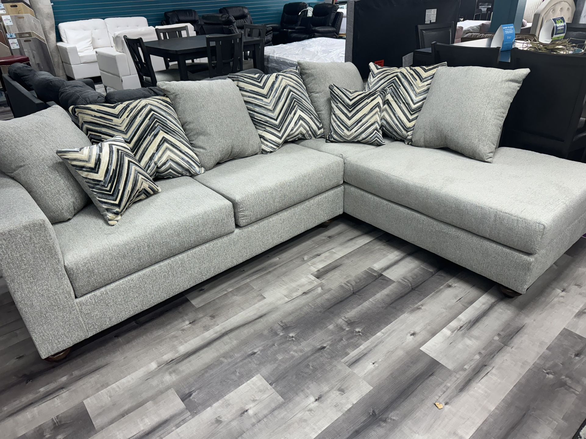 2PC GREY SECTIONAL LINEN ( NEW IN PLASTIC )