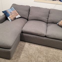 Charcoal Grey Sofa W/ Reversible Chaise 