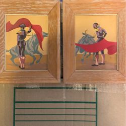 Pair Of Retro Paint By Numbers Pictures