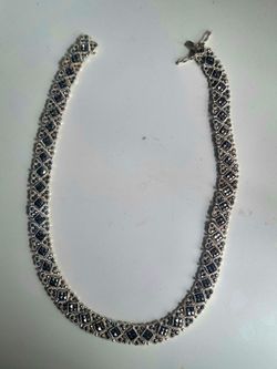 Vintage Sterling Silver .925 Marcasite Necklace – Art Deco Estate Statement Piece