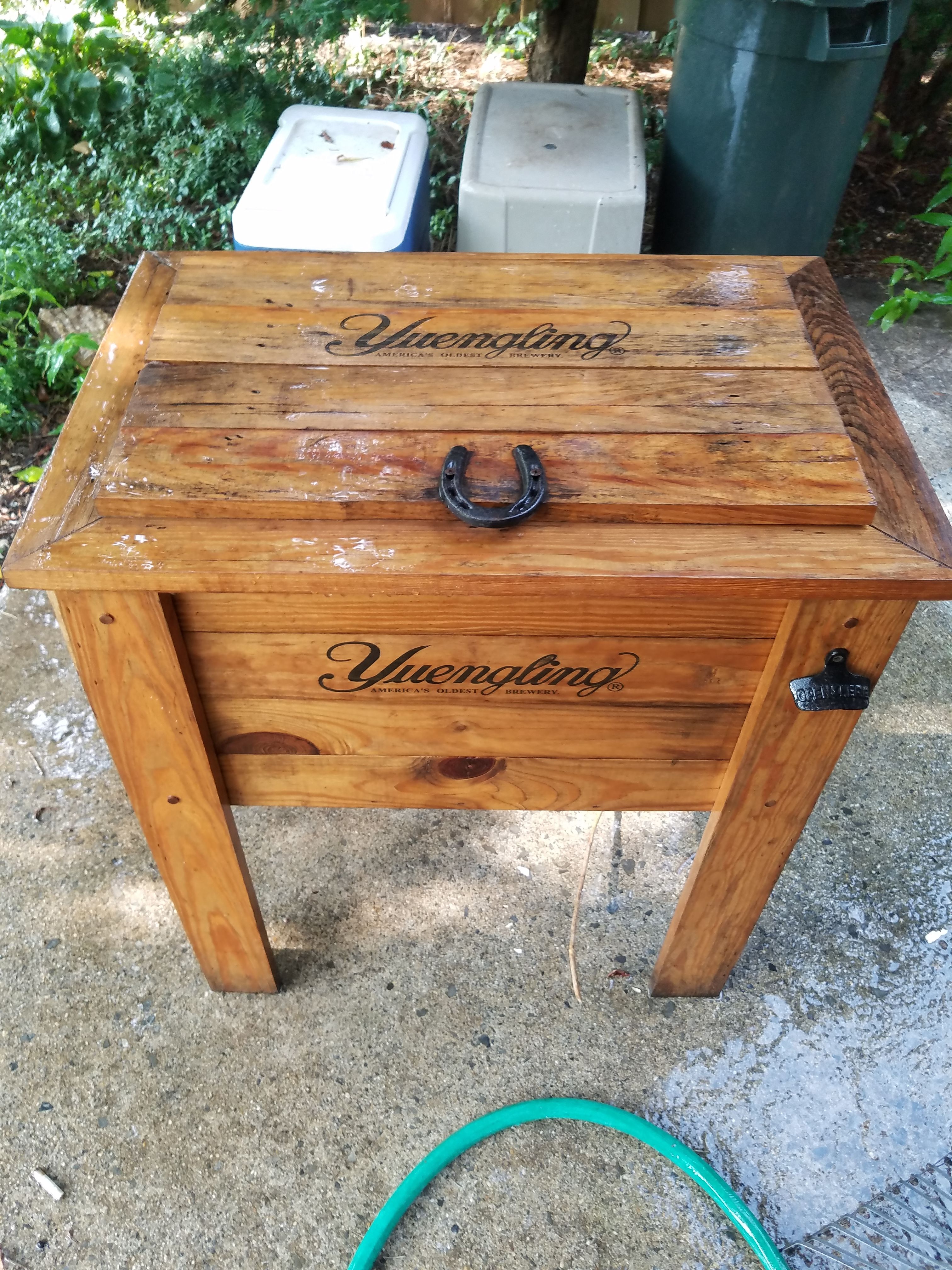 Yuengling wooden cooler ice chest bbq