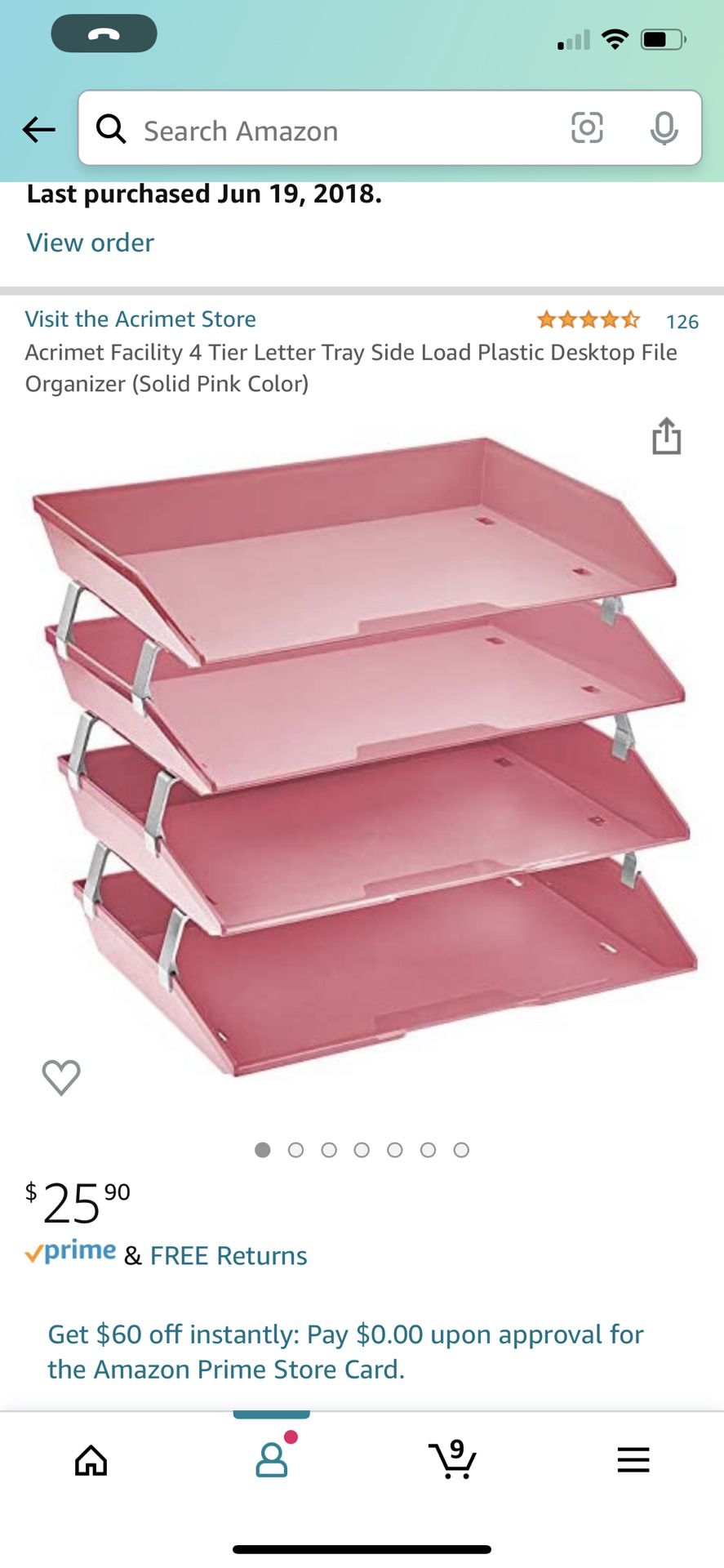 Pink Desk Paper Organizer 