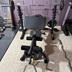 Gold Gym XRS 20 Olympic Weightlifting Home Bench With Squat Rack And Leg Extension
