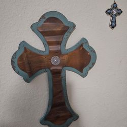 Large Turquoise And Metal Cross