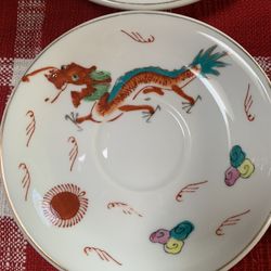 Antique Chinese dragon Hand Painted Gold plates
