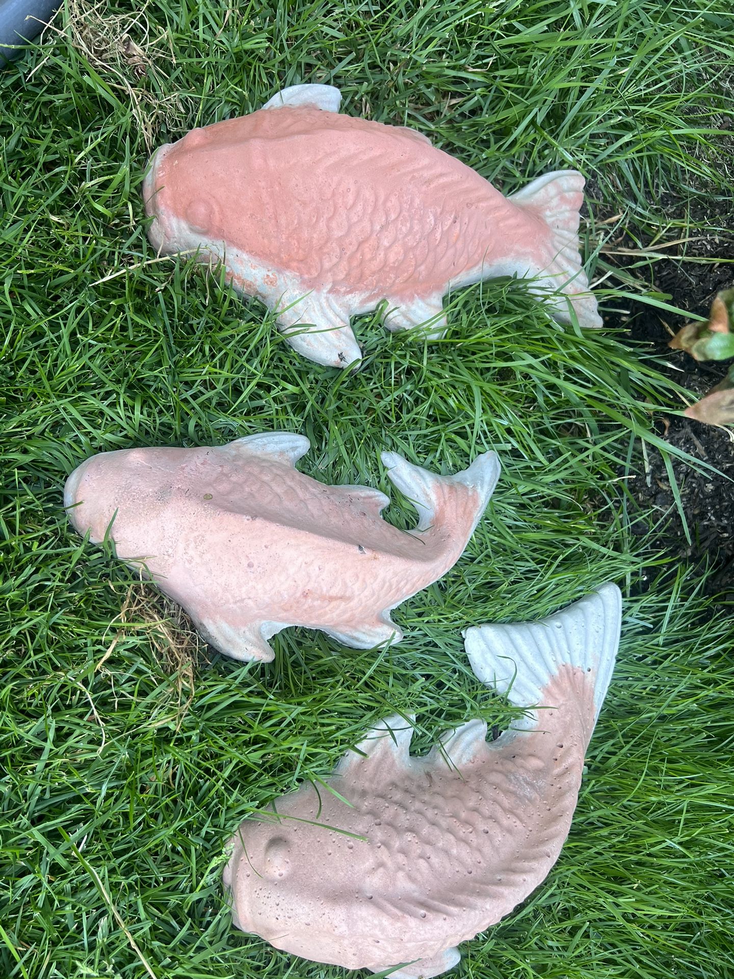 3 Handmade cement Koi Fish