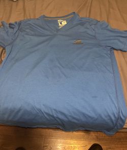 Adidas Climalite Ultimate Blue Short Sleeve Gym Shirt V-Neck Large